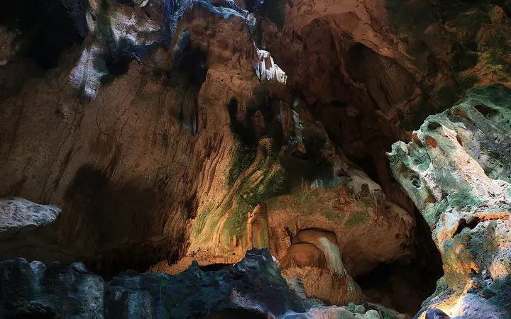 Rock formations inside the Hato Caves, Curaçao