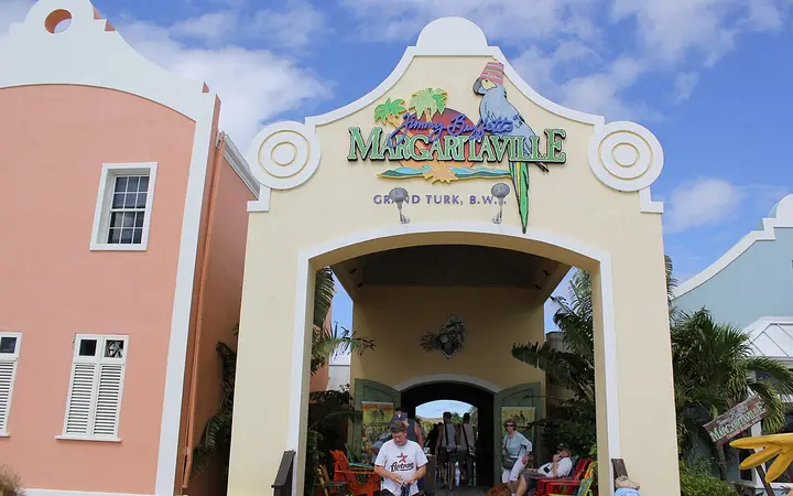 Entrance arch of Margaritaville at the Grand Turk Cruise Center