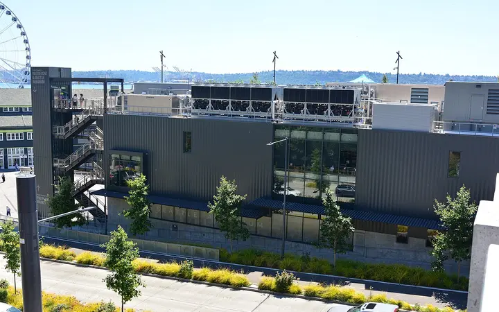 The Seattle Aquarium Ocean Pavilion and the Overlook Walk on the downtown waterfront