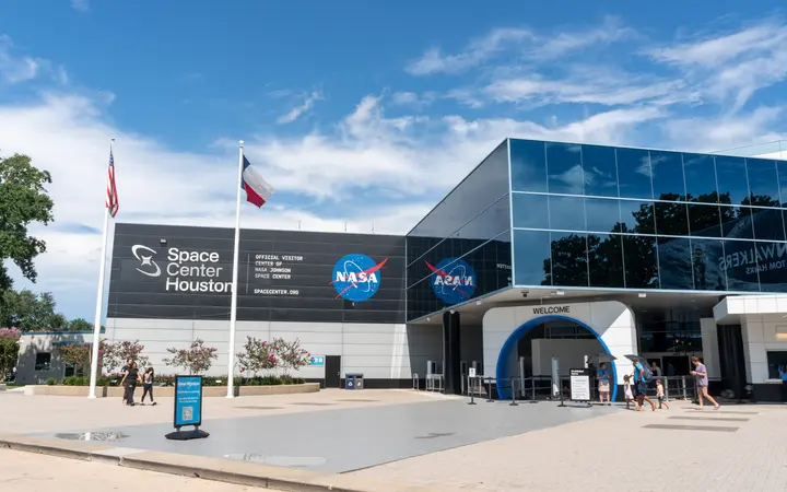 Entrance to Space Center Houston, the official visitor center of NASA Johnson Space Center