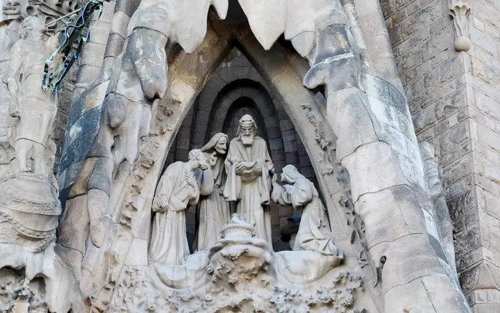 Detail of the Nativity facade of the Sagrada Família, Barcelona