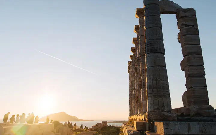 The Temple of Poseidon at Cape Sounion above the Aegean