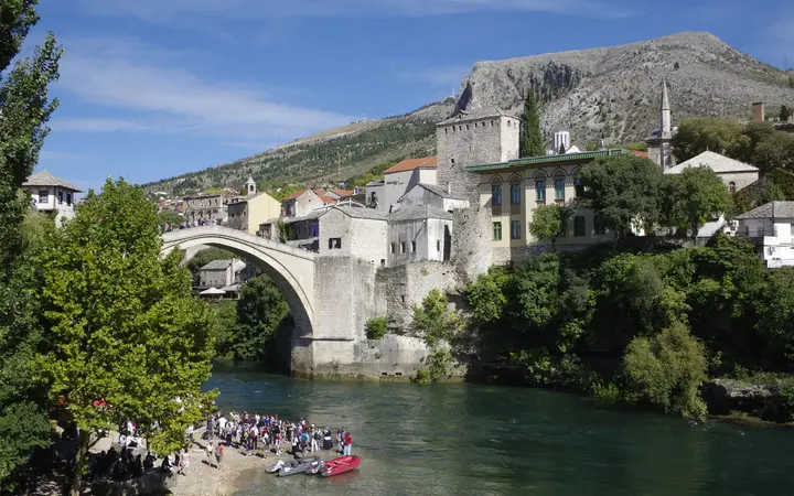 Stari Most, the Old Bridge in Mostar, arching over the Neretva River
