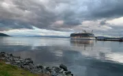 Viking cruise ship docked at the port of Ushuaia, Argentina