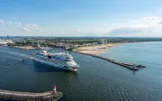 Cruise ship sailing from the port of Warnemunde, Germany