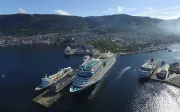 Cruise ships docked at the port of Bergen, Norway