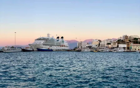 Cruise ship docked at the port of Agios Nikolaos, Crete