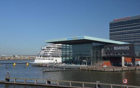 Cruise ship docked at the port of Amsterdam, Holland