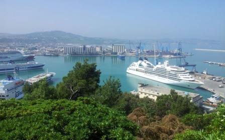 Cruise ship docked at the port of Ancona, Italy