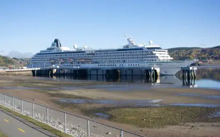 Cruise ship docked at the port of Baie-Comeau, Quebec