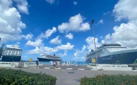 Carnival cruise ships docked at the port of Bridgetown, Barbados