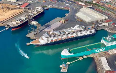 Cruise ship docked at the port of Burnie, Tasmania