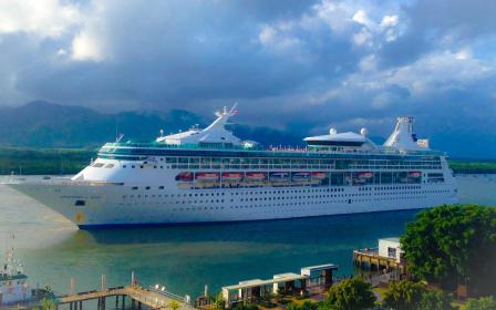 Royal Caribbean cruise ship docked at the port of Cairns, Australia