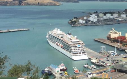 Cruise ship docked at the port of Christchurch, New Zealand