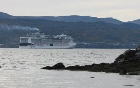 Cruise ship docked at the port of Corner Brook, Newfoundland