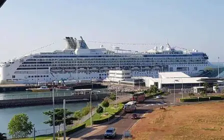 Cruise ship docked at the port of Darwin, Australia