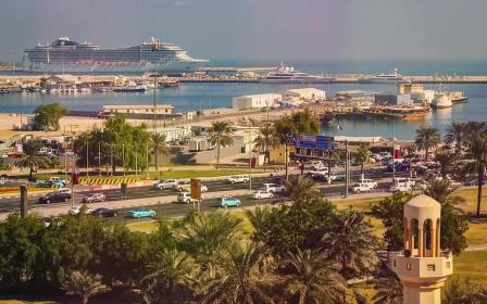Cruise ship docked at the port of Doha, Qatar