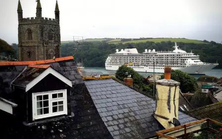 cruise ship docked at the port of Fowey, England