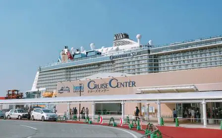 Cruise ship docked at the port of Fukuoka, Japan
