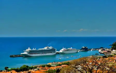 cruise ship docked at the port of Funchal, Madeira