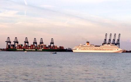 cruise ship docked at the port of Harwich, England