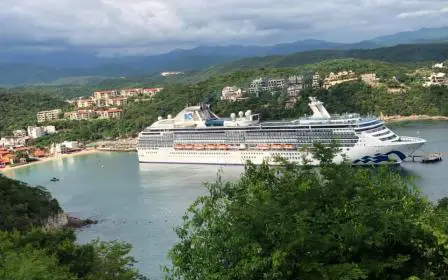 Cruise ship docked at the port of Huatulco, Mexico