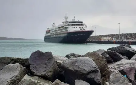 Cruise ship docked at the port of Husavik, Iceland