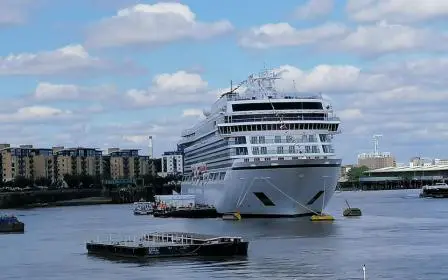 Viking cruise ship docked at the port of London