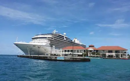 Cruise ship docked at the port of Raiatea, French Polynesia