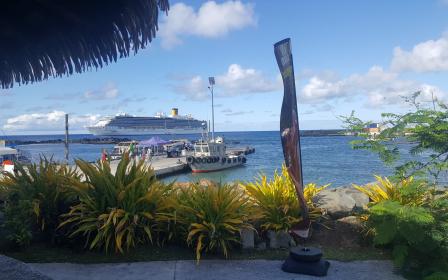 Costa cruise ship at the port of Rarotonga, Cook Islands