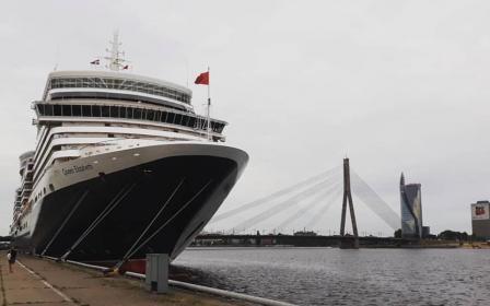 Cruise ship docked at the port of Riga, Latvia