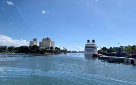 cruise ship docked at the port of Santo Domingo, Dominican Republic