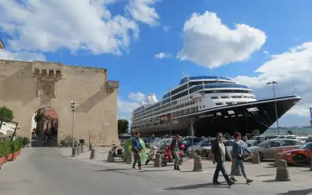 Cruise ship docked at the port of Siracusa, Sicily