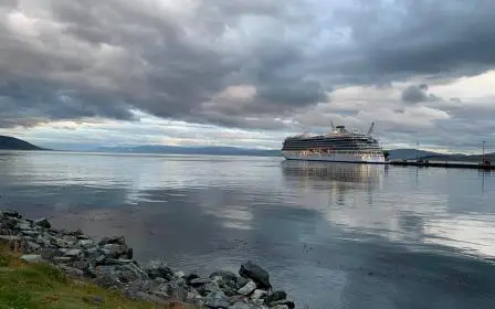 Viking cruise ship docked at the port of Ushuaia, Argentina