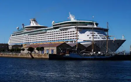 Cruise ship docked at the port of Vigo, Spain