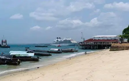 Cruise ship docked at the port of Zanzibar, Tanzania