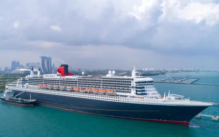 Cunard Line Queen Mary 2 cruise ship sailing to homeport