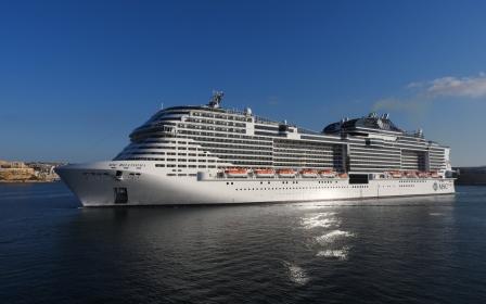 MSC Cruises Bellissima cruise ship sailing to homeport