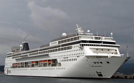 MSC Cruises Sinfonia cruise ship sailing to homeport