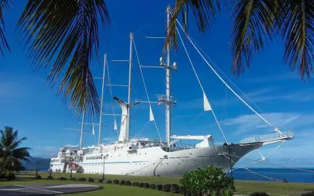 Wind Spirit cruise ship in home port