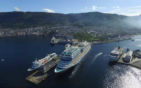 Cruise ships docked at the port of Bergen, Norway
