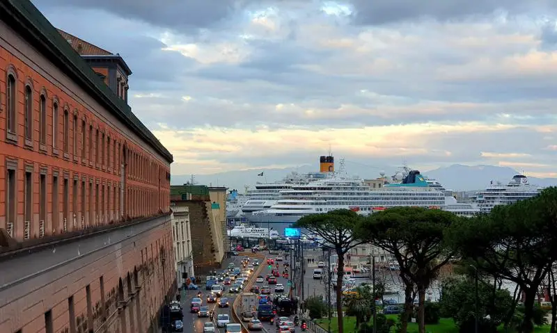 Cruise ship docked at the port of Naples, Italy