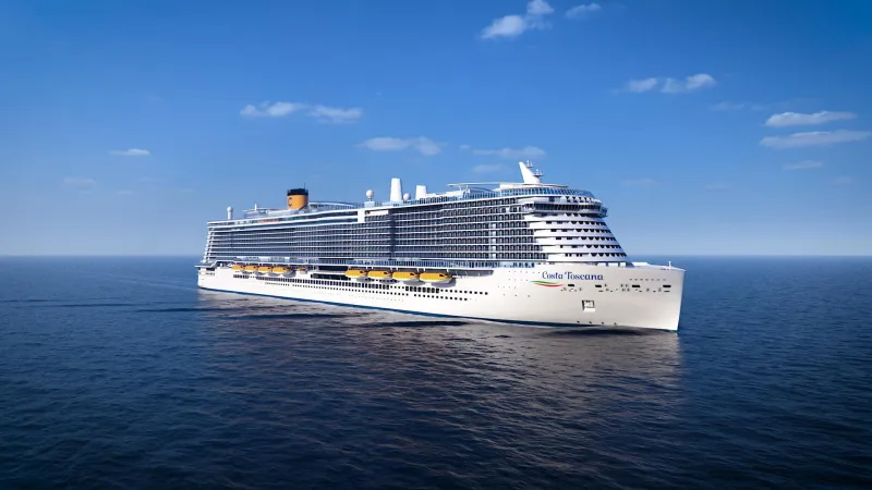 Costa Toscana cruise ship sailing to homeport