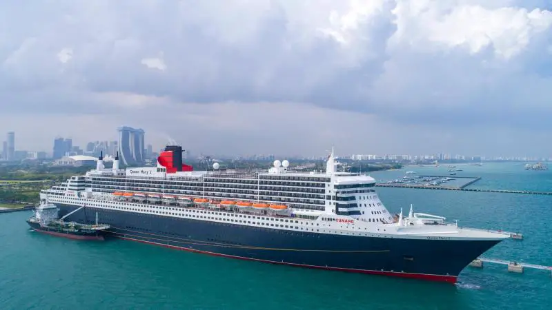 Cunard Line Queen Mary 2 cruise ship sailing to homeport