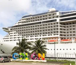 Cruise ship docked at the port of Colon, Panama