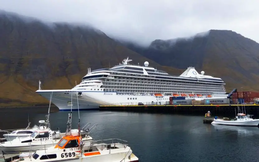 Cruise ship docked at the port of Akureyri, Iceland