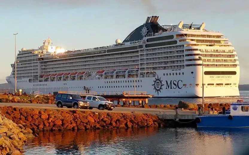 MSC cruise ship docked at the port of Albany, Australia