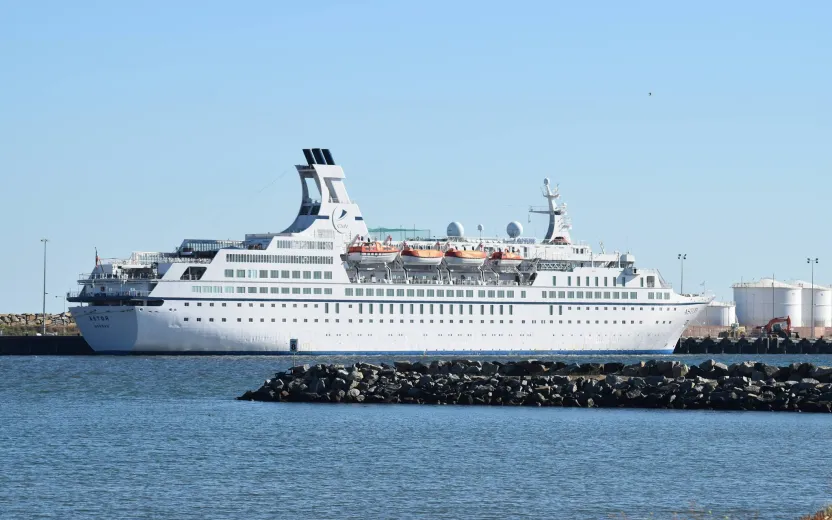 Cruise ship docked at the port of Bunbury, Australia