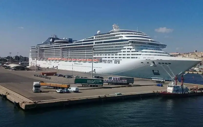 Cruise ship docked at the port of Cagliari, Sardinia