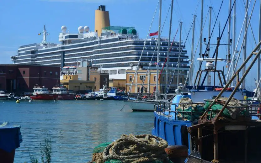 Cruise ship docked at the port of Catania, Sicily
